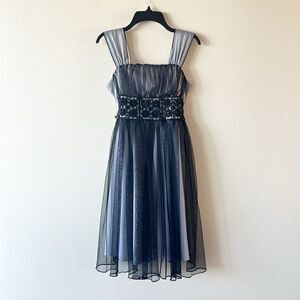 my michelle blue lace dress My Michelle Womens Navy Blue Lace Long Sleeve A-Line Dress- Size Small